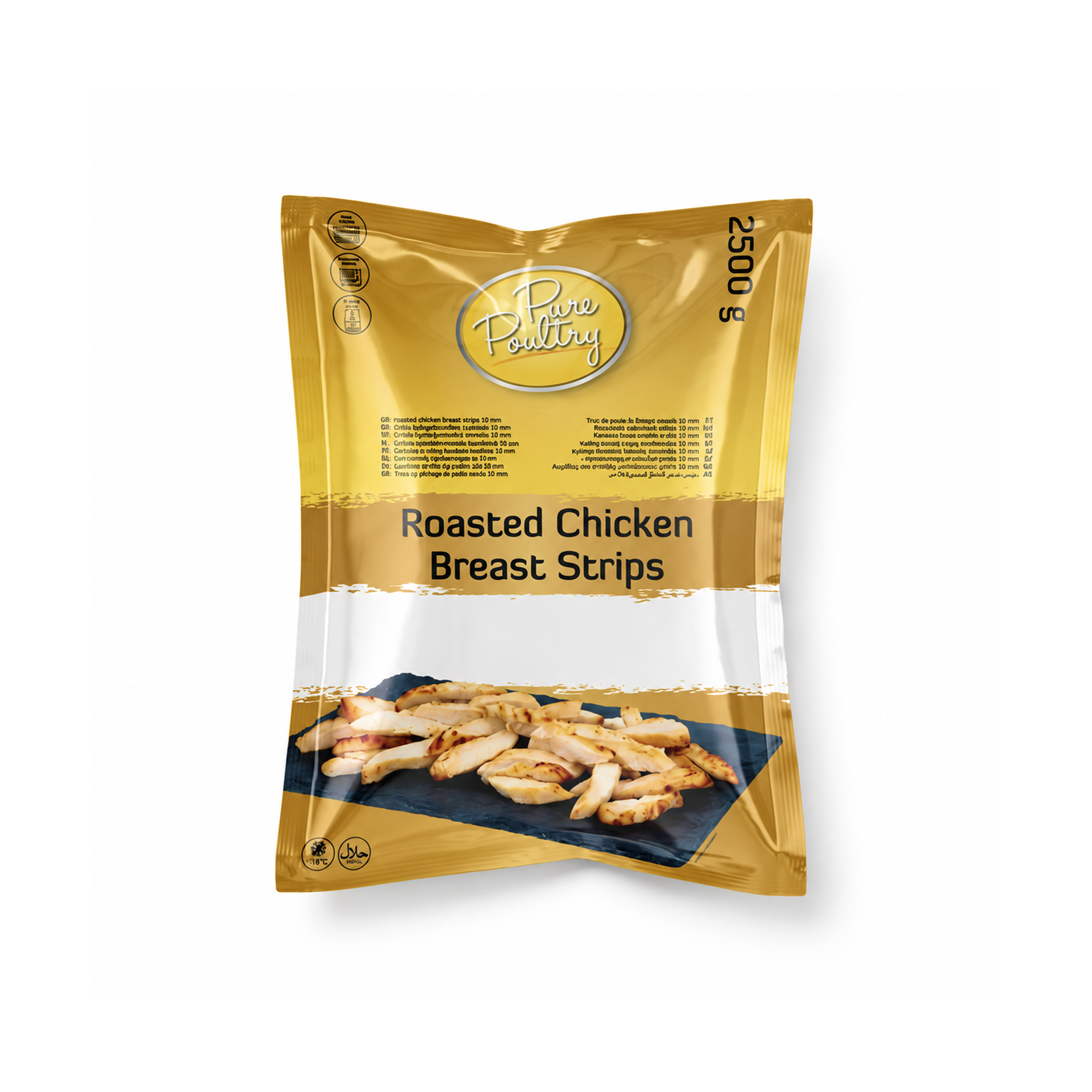 Pure Poultry Steam-Roasted Chicken Breast Strips 10 mm - IQF - 2.5 kg